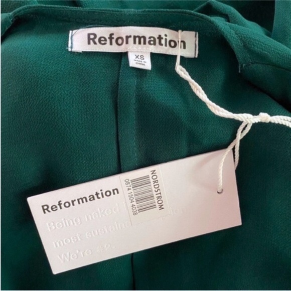 NEW Reformation Winslow Dress Emerald XS - Picture 7 of 17